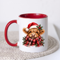 Christmas Santa Hat Highland Cow Mug Cute Christmas Highland Cow in Santa Hat 325ml Ceramic Coffee Mug – Fluffy Scottish Calf wearing Red Santa Hat & Cozy Scarf | Festive Winter Gift | Fast Dispatch by UK Seller (M3430)