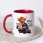 Gentleman Mug "Plan Hustle Grow Businessman Highland Cow" 325ml Ceramic Coffee Mug – Dapper Highland Cow Businessman Reading Newspaper With Leather Briefcase Office Career Gift | Available in Multicolours | Fast Dispatch by UK Seller (M3285)