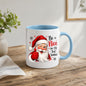 Humorous Mug "Be Nice (or I'll Text Santa)" Winking Santa 325ml Ceramic Coffee Mug – Funny Winter Holiday Tea Cup with Thumbs Up & Snowflakes | Available in Multicolours | Fast Dispatch by UK Seller (M1272)