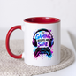 Gaming Mug "Gaming Keeps Me Sane" Gaming Keeps Me Sane 325ml Ceramic Coffee Mug – Neon Headset & Controller Mug with Blue and Pink Paint Splatter Art | Gamer Gift | Fast Dispatch by UK Seller (M3345)