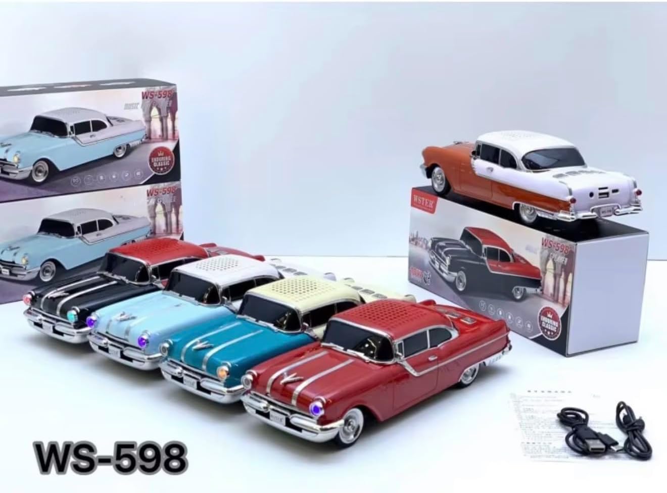 Classic Vintage Car Wireless Bluetooth Speaker 10W | Novelty Retro Automobile Music Speaker with FM Radio, Hands-Free Calling & TF Card