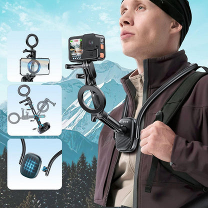 Hands-Free Neck Phone Mount Holder for First-Person POV Recording | Flexible Gooseneck Magnetic Phone Holder for Vlogging & Streaming (H115)