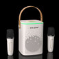 Mini Karaoke Wireless Speaker Set with Dual Wireless Microphones | Portable Bluetooth Party Speaker, Leather Handle & Ambient RGB Lights