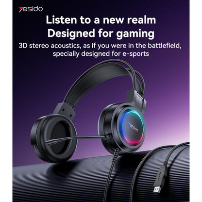 Yesido Wired RGB Gaming Headset with HD Microphone & Surround Sound – Black