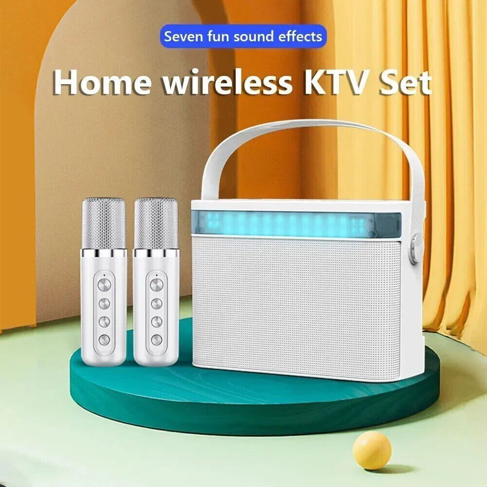 Portable HiFi Wireless Karaoke Speaker with 2 Wireless Microphones | DSP Audio LED Light Bluetooth PA Party Speaker
