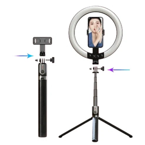 1.9M RGB LED Ring Light Selfie Stick Tripod with Wireless Remote | Extendable Umbrella Stand Foldable Bracket for Live Streaming & Vlogging (P100-RGB) (M1025)