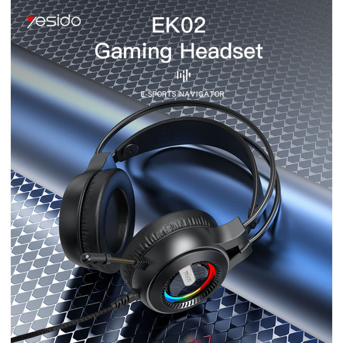 Yesido Wired RGB Gaming Headset with HD Microphone & Superior Audio | Over-Ear PC Gamer Headphones with Volume Control