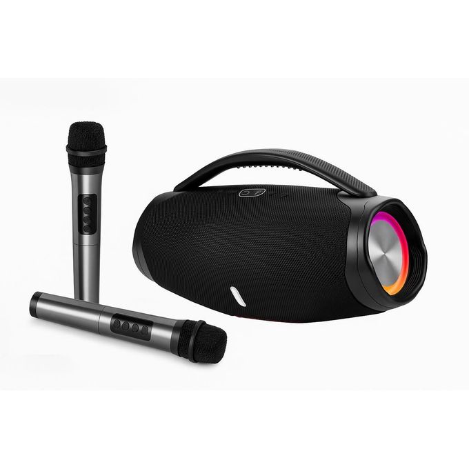40W Portable Wireless Boombox Speaker with Dual Microphones | High-Power Bluetooth Party Speaker, RGB Lights & Built-in Handle