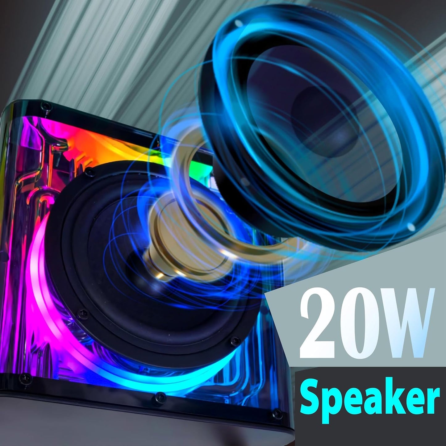 HAVIT Portable Dual Wireless Microphone Karaoke Speaker with RGB Multi-Color Gradient Lights | Cyberpunk Mecha Bluetooth PA Party Speaker with 2 Mics