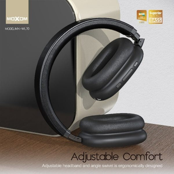Black Samurai Wireless Bluetooth 5.3 Headphones | Superior Bass HiFi Stereo Foldable Over-Ear Headset