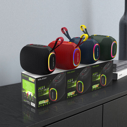 Portable Bass Wireless Speaker with Dynamic RGB Lights & 1800mAh Battery | Compact Outdoor Bluetooth Speaker with FM Radio, USB & MicroSD Support