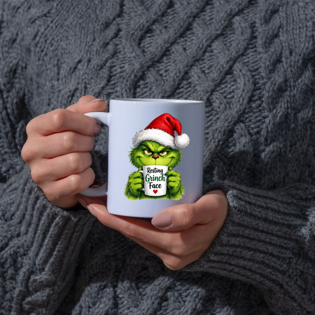 Sarcastic Grinch Face Ceramic Mug – Funny Holiday Grumpy Character (325ml) | Available in Multicolours | Fast Dispatch by UK Seller (M1238)