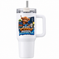 Funny Tech Travel Tumbler "Same Cow Bigger Possibilities" Graphic 40oz Stainless Steel Insulated Travel Mug with Handle & Straw – Highland Cow in Glasses with Laptop, Coffee & Stacked Books Gift for Office | Fast Dispatch by UK Seller (T3058)