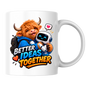 Tech Mug "Better Ideas Together Highland Cow" 325ml Ceramic Coffee Mug – Cute Highland Cow Hugging AI Robot Companion Modern Tech Gift For Coworkers Developers AI Enthusiasts | Available in Multicolours | Fast Dispatch by UK Seller (M3231)