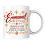 Christmas Mug "Emmanuel God With Us" Emmanuel God With Us 325ml Ceramic Coffee Mug – Christian Christmas Verse Mug with Gold Star, Snowflakes Scrollwork Festive Religious Gift | Available in Multicolours | Fast Dispatch by UK Seller (M3294)
