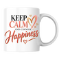 Motivational Mug "Keep Calm And Choose Happiness" 325ml Ceramic Coffee Tea Cup – Pink & Gold Typography, Cute Hearts & Positivity Slogan Novelty Gift for Friends, Colleagues, Birthday – Fast Dispatch by UK Seller (M3493)
