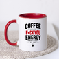 Funny Coffee Mug "COFFEE BECAUSE F*CK YOU ENERGY DOESN'T LAST ALL DAY" Sarcastic Typography 325ml Ceramic Coffee Mug Novelty Work Humor Tea Cup with Coffee Cup Graphic Gift | Available in Multicolours | Fast Dispatch by UK Seller (M3062)