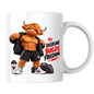 Gym Mug "Discipline Builds Freedom Muscular Highland Cow" Discipline Builds Freedom 325ml Ceramic Coffee Mug – Muscular Highland Cow Showing Six Pack Abs Open Zip Jacket Gym Fitness Gift | Available in Multicolours | Fast Dispatch by UK Seller (M3274)