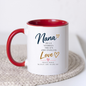 Family Mug "Nana HUGS STORIES TREATS AND ENDLESS Love THAT'S WHAT NANAS ARE MADE OF" Sweet Grandma 325ml Ceramic Coffee Mug Heartwarming Nana Tea Cup with Gold Hearts Graphic Gift | Available in Multicolours | Fast Dispatch by UK Seller (M3020)