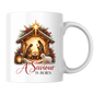 Christmas Mug "A Saviour Is Born Nativity Scene" 325ml Ceramic Coffee Mug – Christian Christmas Nativity Scene Mug with Bethlehem Star Baby Jesus Lamb Religious Holiday Gift | Available in Multicolours | Fast Dispatch by UK Seller (M3300)