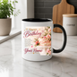 Personalised Birthday Mug "Happy Birthday" 325ml Ceramic Coffee Tea Cup – Pink Frosted Cake, Floral Decor, Custom Name & Love Wish Slogan Novelty Gift for Women, Bestie, Birthday – Fast Dispatch by UK Seller (M3512)