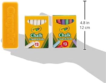 Chalk and Duster Set of 24 Multicoloured Chalk Sticks and Eraser
