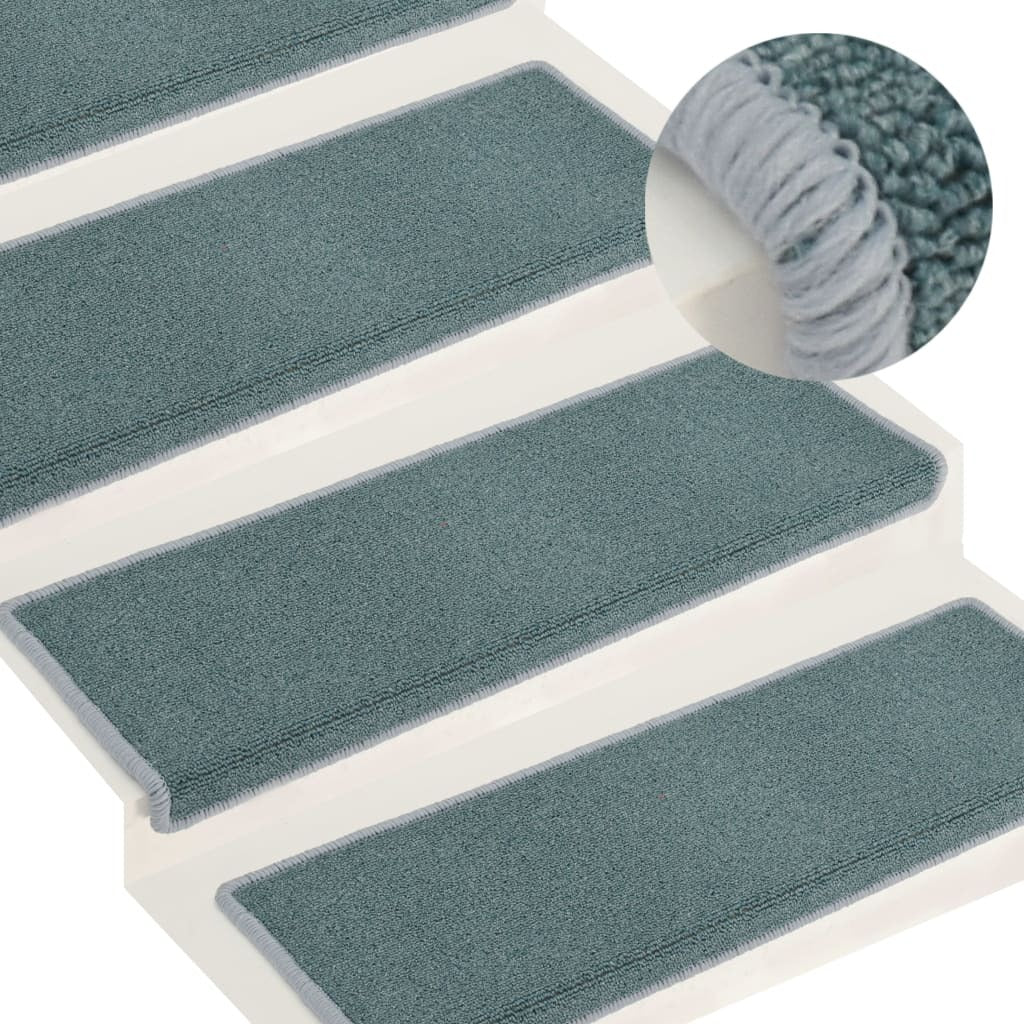 Stair Mats 15 pcs 65x21x4 cm Sea Blue Rectangular Edge