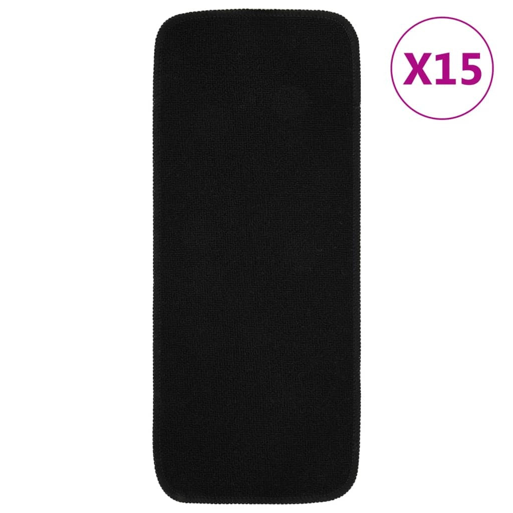Anti Slip Stair Mats 15 pcs 60x25 cm Black Rectangular