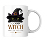 Halloween Mug "GOOD WITCH MOST OF THE TIME" Black Cat 325ml Ceramic Coffee Mug Peeking Black Cat Tea Cup with Purple Witch Hat & Heart Graphic Gift | Available in Multicolours | Fast Dispatch by UK Seller (M3079)