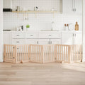Dog Gate with Door Foldable 6 Panels 300 cm Poplar Wood