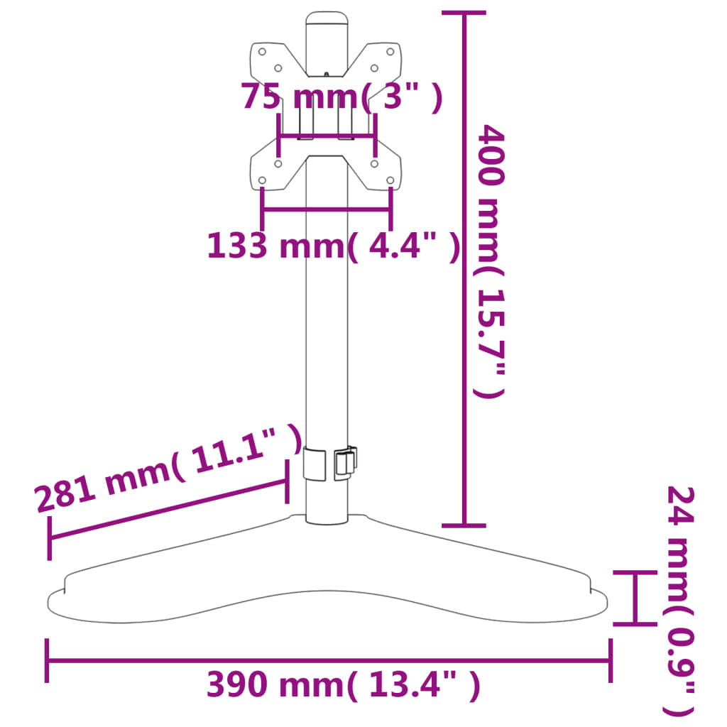 Monitor Mount Black Steel VESA 75/100 mm
