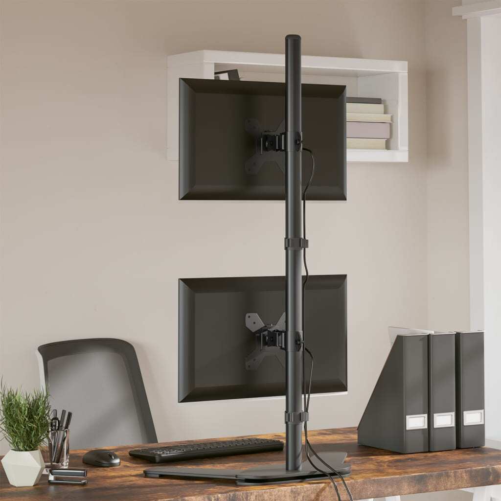 Dual Monitor Stand Black Steel VESA 75/100 mm