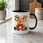 Christmas Mug "Baby Reindeer Christmas Lights Bow" Baby Reindeer 325ml Ceramic Coffee Mug – Festive Christmas Tea Cup with Red Nose, Fairy Lights Plaid Bow Baubles Graphic Gift | Available in Multicolours | Fast Dispatch by UK Seller (M3185)