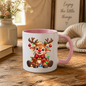 Christmas Mug "Baby Reindeer Christmas Lights Bow" Baby Reindeer 325ml Ceramic Coffee Mug – Festive Christmas Tea Cup with Red Nose, Fairy Lights Plaid Bow Baubles Graphic Gift | Available in Multicolours | Fast Dispatch by UK Seller (M3185)