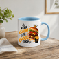 Burger Mug "Keep Calm And Eat Good Food" 325ml Ceramic Coffee Tea Cup – Double Cheeseburger, Fries & Slogan Novelty Gift for Foodies, Fast Food Lovers, Birthday – Fast Dispatch by UK Seller (M3506)