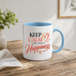Motivational Mug "Keep Calm And Choose Happiness" 325ml Ceramic Coffee Tea Cup – Pink & Gold Typography, Cute Hearts & Positivity Slogan Novelty Gift for Friends, Colleagues, Birthday – Fast Dispatch by UK Seller (M3493)