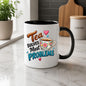Humorous Mug "Tea Solves Most Problems" 325ml Ceramic Coffee Mug – Funny British Cuppa Tea Cup with Vintage Floral Teacup & Hearts Graphic Gift | Available in Multicolours | Fast Dispatch by UK Seller (M1314)