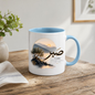 Islamic Mug "Sabr Beautiful Things Take Time" 325ml Ceramic Coffee Tea Cup – Gold Arabic Calligraphy Script, Olive Tree & Sunrise Mountain Landscape Religious Faith Gift for Muslims, Eid, Ramadan – Fast Dispatch by UK Seller (M3482)
