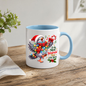 Holiday Mug "It's the Most Wonderful Time of the Year Bird" 325ml Ceramic Coffee Mug – Joyful Singing Christmas Bird Wrapped In Christmas Lights Scarf Festive Holiday Gift | Available in Multicolours | Fast Dispatch by UK Seller (M3268)