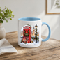 London Christmas Telephone Box Mug "Winter in London" Christmas in London Telephone Box 325ml Ceramic Coffee Mug –Big Ben & Houses of Parliament Scene with Festive Wreath, Lamp Post & Gift Boxes | Holiday Souvenir Gift | Fast Dispatch by UK Seller (M3439)