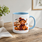 Halloween Mug "Cozy Beanie Happy Halloween" Cozy Halloween Highland Cow 325ml Ceramic Coffee Mug – Autumn Beanie Tea Cup with Wooden Sign Lantern Graphic Gift | Available in Multicolours | Fast Dispatch by UK Seller (M3167)