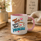 Humorous Mug "Tea Solves Most Problems" 325ml Ceramic Coffee Mug – Funny British Cuppa Tea Cup with Vintage Floral Teacup & Hearts Graphic Gift | Available in Multicolours | Fast Dispatch by UK Seller (M1314)