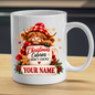 Personalised Christmas Mug "Christmas Calories Don't Count" 325ml Ceramic Coffee Tea Cup – Santa Hat Highland Cow, Gingerbread Man, Custom Name & Funny Holiday Slogan Novelty Gift for Bestie, Women, Holiday – Fast Dispatch by UK Seller (M3519)