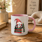 Cozy Mug "Hot Christmas Vibes" Gnome 325ml Ceramic Coffee Mug Festive Winter Holiday Tea Cup with Stack of Books & Striped Hat Gift | Available in Multicolours | Fast Dispatch by UK Seller (M1255)