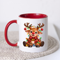 Christmas Mug "Baby Reindeer Christmas Lights Bow" Baby Reindeer 325ml Ceramic Coffee Mug – Festive Christmas Tea Cup with Red Nose, Fairy Lights Plaid Bow Baubles Graphic Gift | Available in Multicolours | Fast Dispatch by UK Seller (M3185)