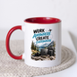 Tech Mug "Work Anywhere Create Everywhere" Work Anywhere Create Everywhere 325ml Ceramic Coffee Mug – Digital Nomad Mug with Mountain Lake, Laptop, Camera & Travel Backpack | Remote Work Gift | Fast Dispatch by UK Seller (M3334)