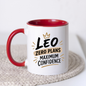 Personalized Name Mug "Leo Zero Plans Maximum Confidence" Leo Zero Plans Maximum Confidence 325ml Ceramic Coffee Mug – Custom Name Typography Slogan with Golden Crown & Tan Watercolor Brushstroke Banner | Funny Gift | Fast Dispatch by UK Seller (M3451)