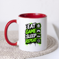 Gaming Mug "Eat Game Sleep Repeat" Eat Game Sleep Repeat 325ml Ceramic Coffee Mug – Gamer Routine Mug with Burger, Controller, Bed & Recycle Icons | Video Game Gift | Fast Dispatch by UK Seller (M3346)