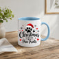 Festive Mug "Christmas is Better with Paw Prints" Santa Hat 325ml Ceramic Coffee Mug Cute Winter Holiday Tea Cup with Dog & Cat Paw, Hearts and Snowflakes | Available in Multicolours | Fast Dispatch by UK Seller (M1273)