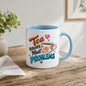 Humorous Mug "Tea Solves Most Problems" 325ml Ceramic Coffee Mug – Funny British Cuppa Tea Cup with Vintage Floral Teacup & Hearts Graphic Gift | Available in Multicolours | Fast Dispatch by UK Seller (M1314)